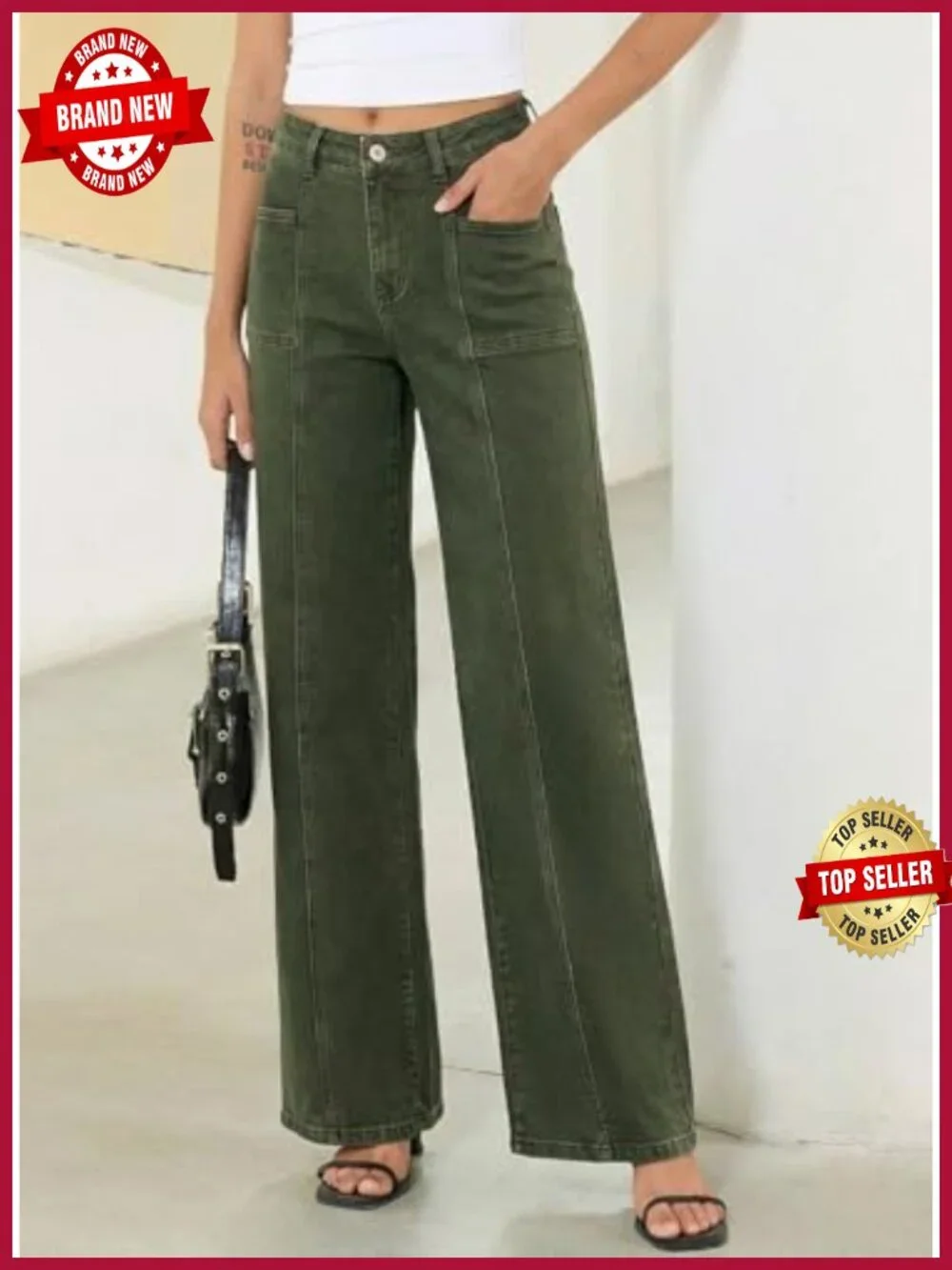Women's High Waisted Wide Leg Jeans Stretchy Loose Fit Denim Pants Casual